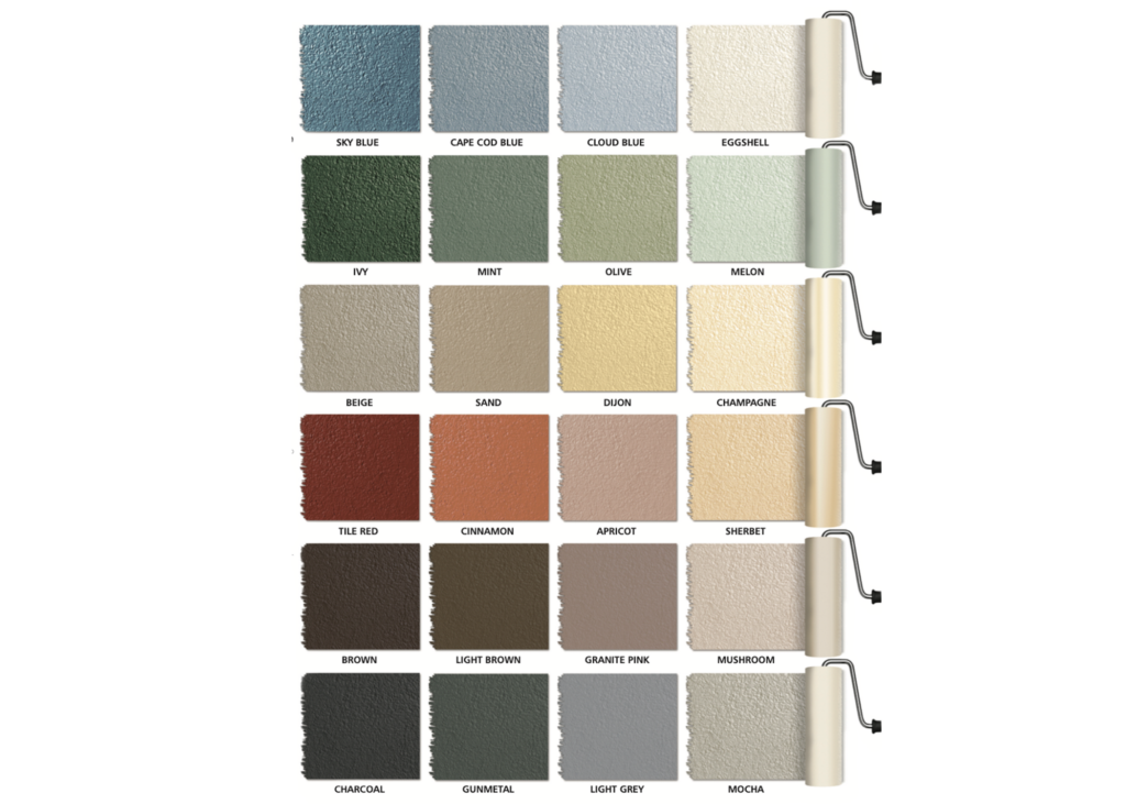 ALL DECK color chart displaying 26 standard color options.